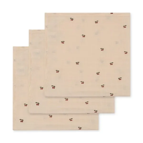 Fashion Konges Sløjd 3 PACK MUSLIN CLOTH Cherry