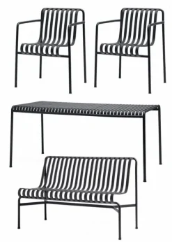 Sale HAY 1 Palissade Bord , 2 Palissade Dining Armchair og 1 Palissade Dining Bench Anthracite