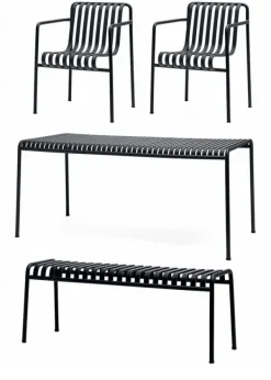 Hot HAY 1 Palissade Bord , 2 Palissade Dining Armchair og 1 Palissade Bench Anthracite