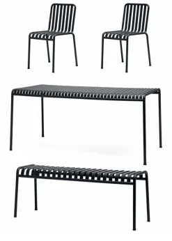 Online HAY 1 Palissade Bord, 2 Palissade Chair og 1 Palissade Bench Anthracite