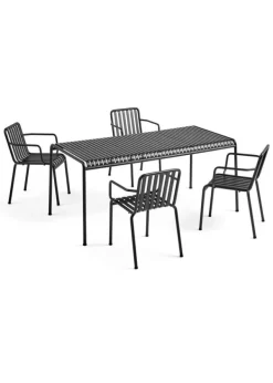 Hot HAY 1 Palissade Bord og 4 Palissade Armchair Anthracite