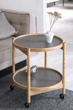 Best Brdr. Krüger Bølling Bakkebord 60 / Sortlakeret Bøg STONE - Light Grey/Dark Grey