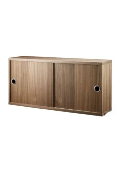 Discount String Furniture Cabinet w/ Sliding Doors Small - Walnut