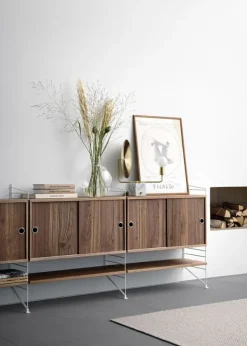 Best String Furniture Cabinet w/ Sliding Doors Small - Ash