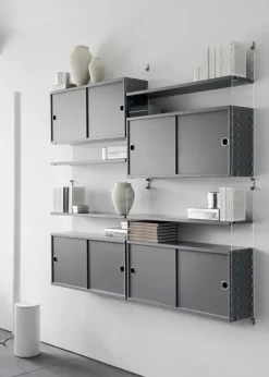 Best String Furniture Cabinet w/ Sliding Doors Large - Ash