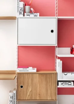 Fashion String Furniture Cabinet w/ Swing Door Grå