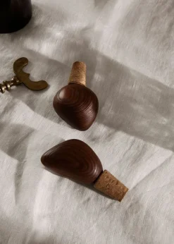 Clearance Ferm Living Cairn Wine Stoppers - Set of 2 Dark Brown