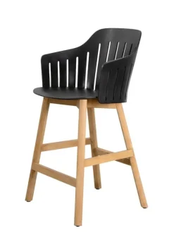 Best Cane-line Choice Counter Bar Chair - Outdoor Frame: Teak / Seat: Black