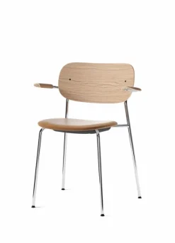 Online Audo Copenhagen Co Chair w. Armrest / Chrome Base Upholstery: Dakar 0250 / Natural Oak