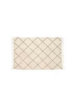 Sale Hübsch Cotton Rug w/ Fringes Small - White/Gray