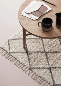Sale Hübsch Cotton Rug w/ Fringes Small - White/Gray