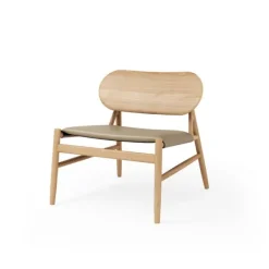 Best Brdr. Krüger Ferdinand Lounge Stol - Eg Klar Voks Olieret Spectrum, Almond Læder - 30150