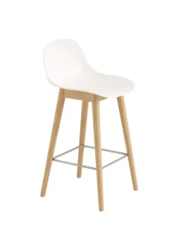 Best Muuto Fiber Bar Stool w/ Backrest - Wood Base Hvid/Eg