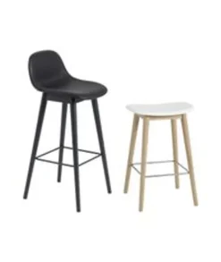 Best Muuto Fiber Bar Stool w/ Backrest - Wood Base Hvid/Eg
