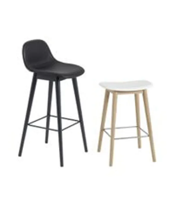 Best Muuto Fiber Bar Stool w/ Backrest - Wood Base Hvid/Eg
