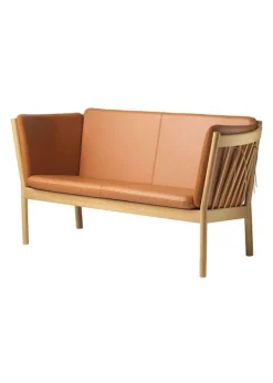 Best FDB Møbler / Furniture J148 2 pers af Erik Ole Jørgensen Eg, Natur, Lakeret / Cognac Læder