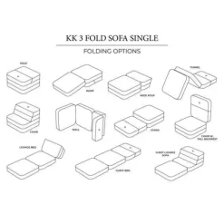 Best By KlipKlap Klip klap KK 3 Fold Sofa Single Soft Beige W. Sand