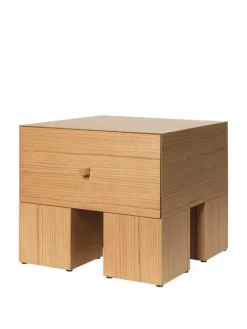 Discount Ferm Living Kuben Bedside Table 1x1 Natural Oak Veneer