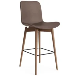 Best NORR11 Langue Bar Chair 65 cm Frame: Light Smoked / Upholstery: Dunes - Dark Brown 21001
