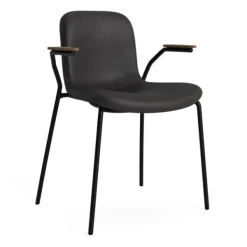 Best NORR11 Langue Chair Soft Steel w. Armrest Frame: Black Steel / Armrest: Light Smoked Oak / Upholstery: Dunes - Camel 21004