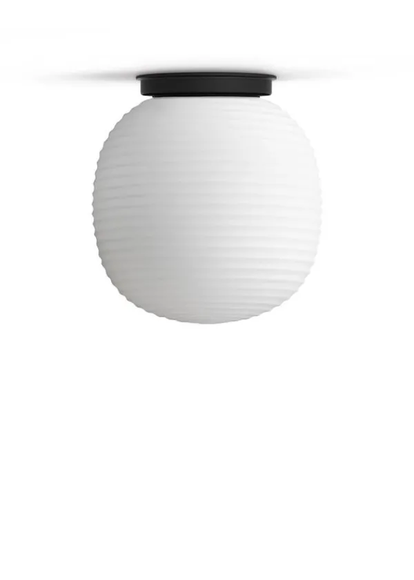 Fashion New Works Lantern Ceiling Black Base w. Frosted White Opal Glass Medium