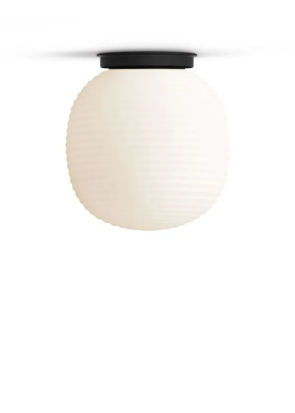 Fashion New Works Lantern Ceiling Black Base w. Frosted White Opal Glass Medium
