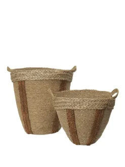 Best Ferm Living Mar Woven Baskets Set of 2 - Natural/Red Brown
