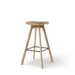 Best Brdr. Krüger Pauline Barstol 75 cm - Eg Klar Voks Olieret Spectrum, Almond Læder - 30150