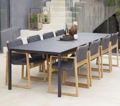 Best Cane-line Pure Table - 280x100 Stel: Lysegrå Aluminium / Bordplade: Nero Keramik