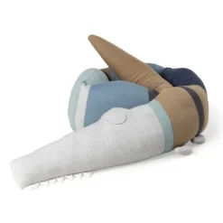 Online Sebra Strikket Pude, Sleepy Croc Dusty Blue Mix