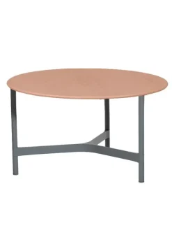 Sale Cane-line Twist Coffee Table - Medium Base: Light Grey, Aluminium / Top: Terracotta, Ceramic