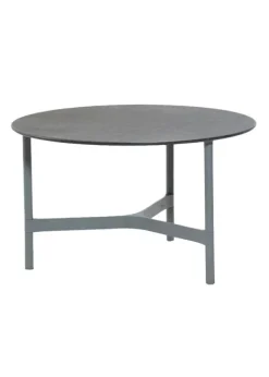 Best Cane-line Twist Coffee Table - Medium Base: Light Grey, Aluminium / Top: Fossil Black, Ceramic