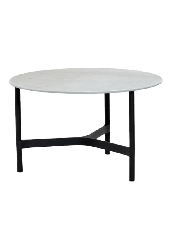 Best Cane-line Twist Coffee Table - Medium Base: Lava Grey, Aluminium / Top: Fossil Grey, Ceramic
