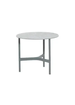 Clearance Cane-line Twist Coffee Table - Small Base: Light Grey, Aluminium / Top: Fossil Grey, Ceramic
