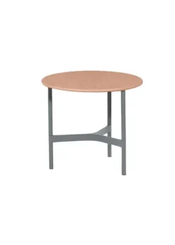 Sale Cane-line Twist Coffee Table - Small Base: Light Grey, Aluminium / Top: Terracotta, Ceramic