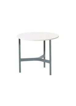 Clearance Cane-line Twist Coffee Table - Small Base: Light Grey, Aluminium / Top: White, Cane-line HI-Core