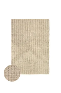 Best Lorena Canals Wool Rug Eden L -Natural Canvas, Sea Shell
